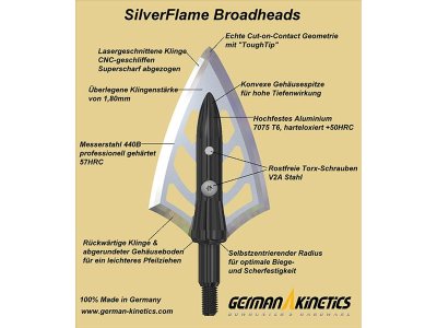 German Kinetics SilverFlame Broadheads 100grain 3-pack
